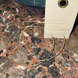 New w/Tags Anthropologie Textured Gold Hoop Earrings. 2 1/2